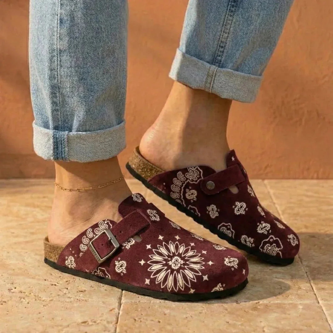 Solal – Women's Suede Mules with Comfortable Cork and Leather Sole