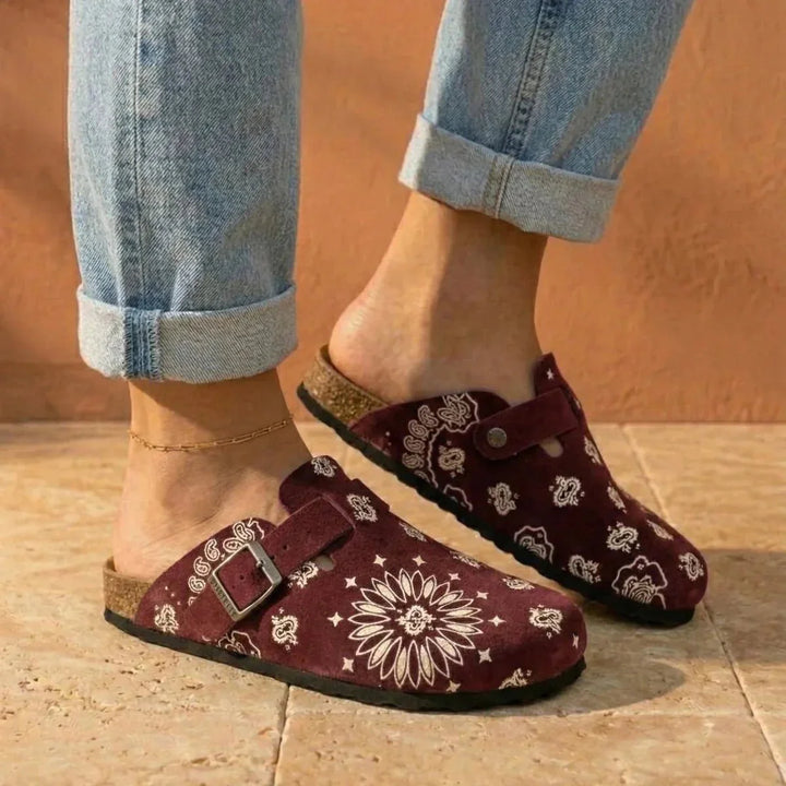 Solal – Women's Suede Mules with Comfortable Cork and Leather Sole