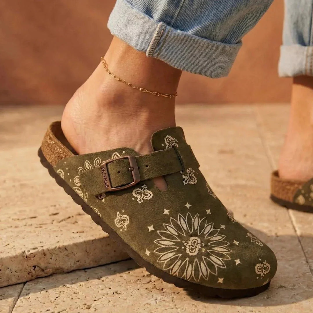 Solal – Women's Suede Mules with Comfortable Cork and Leather Sole