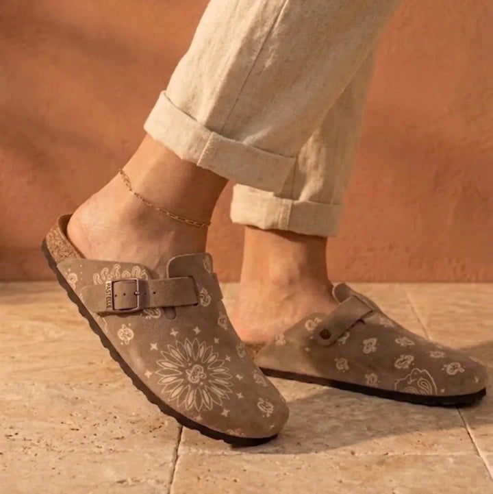 Solal – Women's Suede Mules with Comfortable Cork and Leather Sole