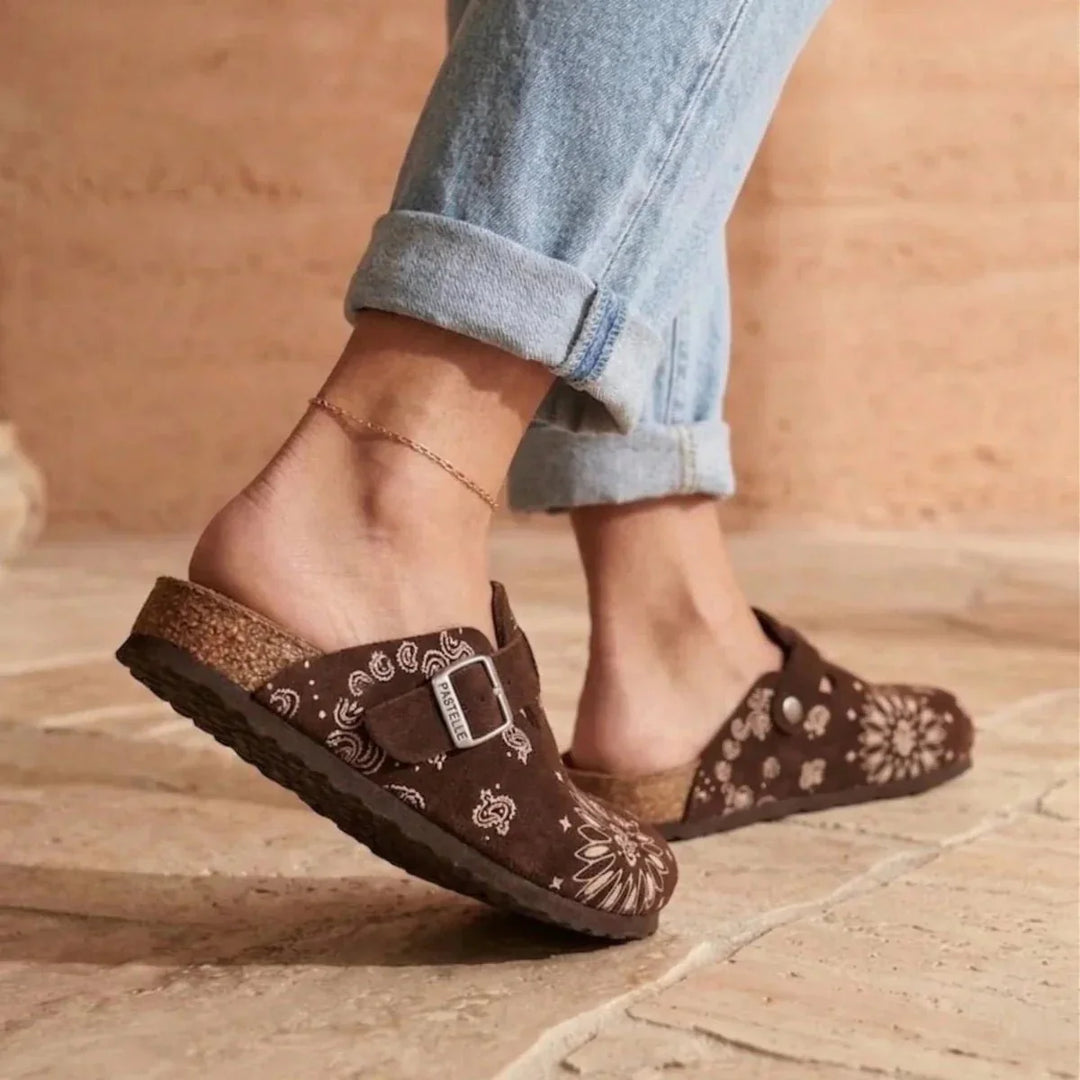 Solal – Women's Suede Mules with Comfortable Cork and Leather Sole