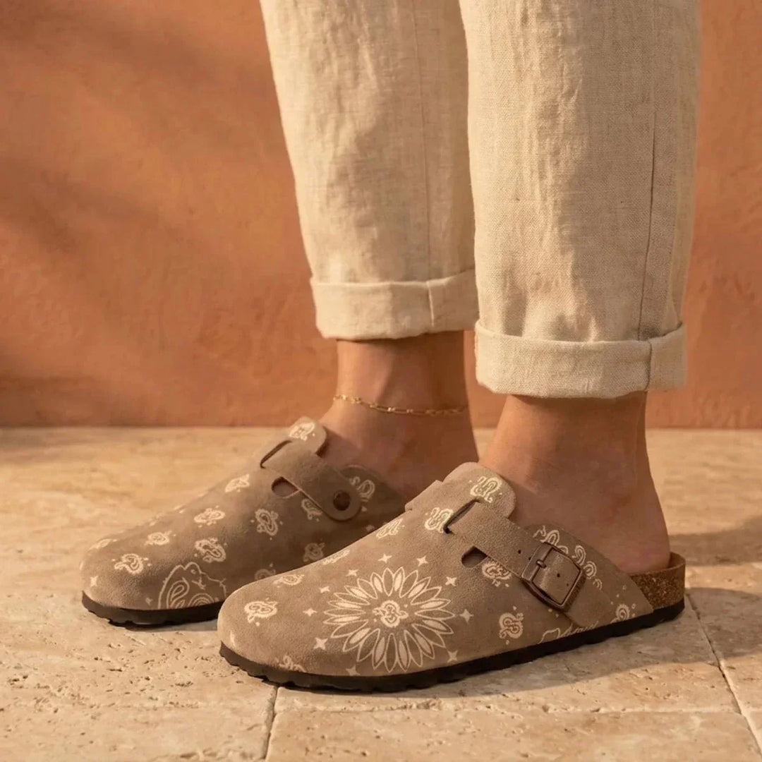 Solal – Women's Suede Mules with Comfortable Cork and Leather Sole