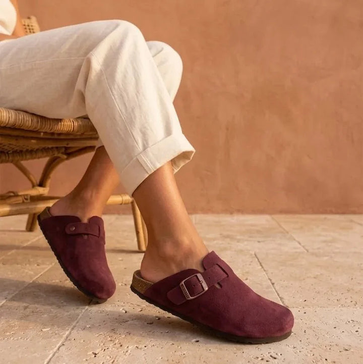 Solal – Women's Suede Mules with Comfortable Cork and Leather Sole