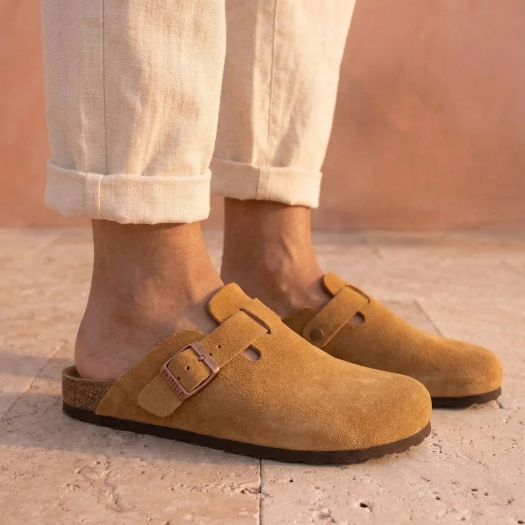 Solal – Women's Suede Mules with Comfortable Cork and Leather Sole