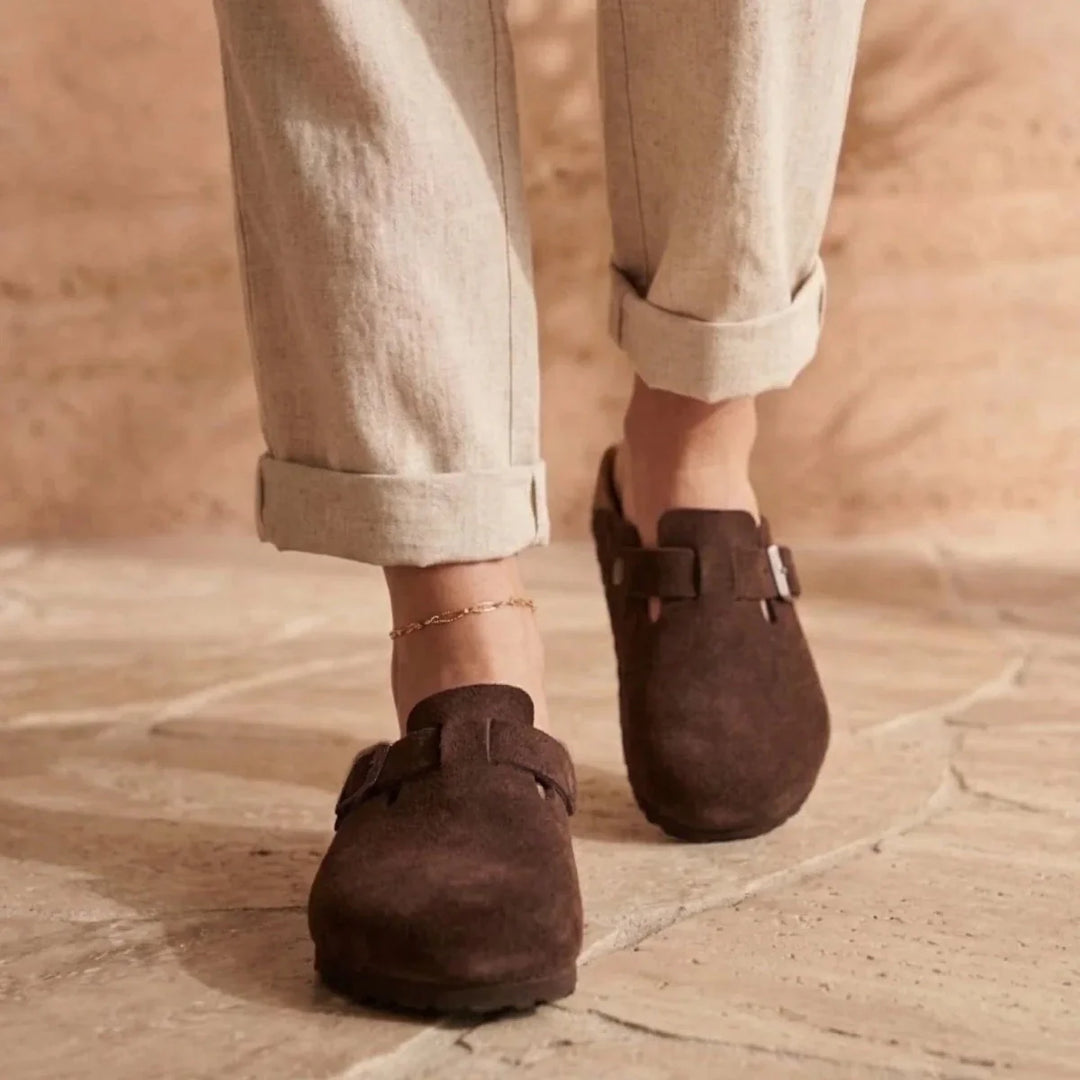 Solal – Women's Suede Mules with Comfortable Cork and Leather Sole