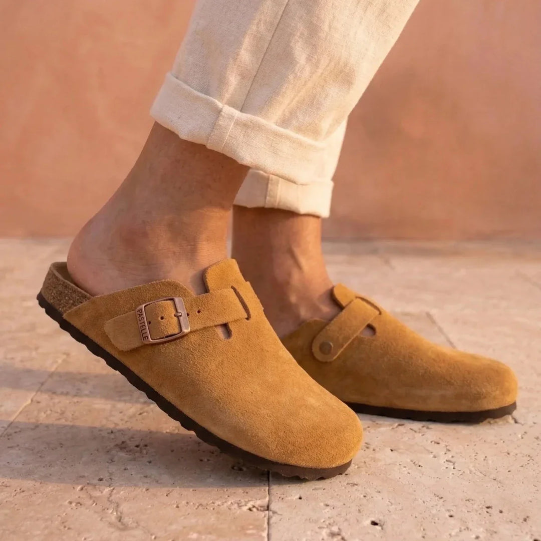 Solal – Women's Suede Mules with Comfortable Cork and Leather Sole