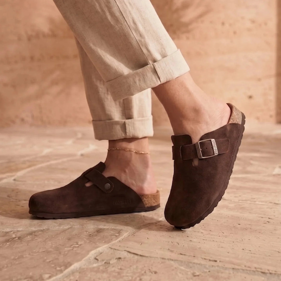 Solal – Women's Suede Mules with Comfortable Cork and Leather Sole