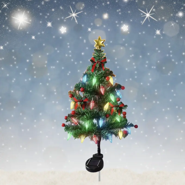 Solar-Powered Lighted Mini Christmas Tree, view 2 - Elena Harper