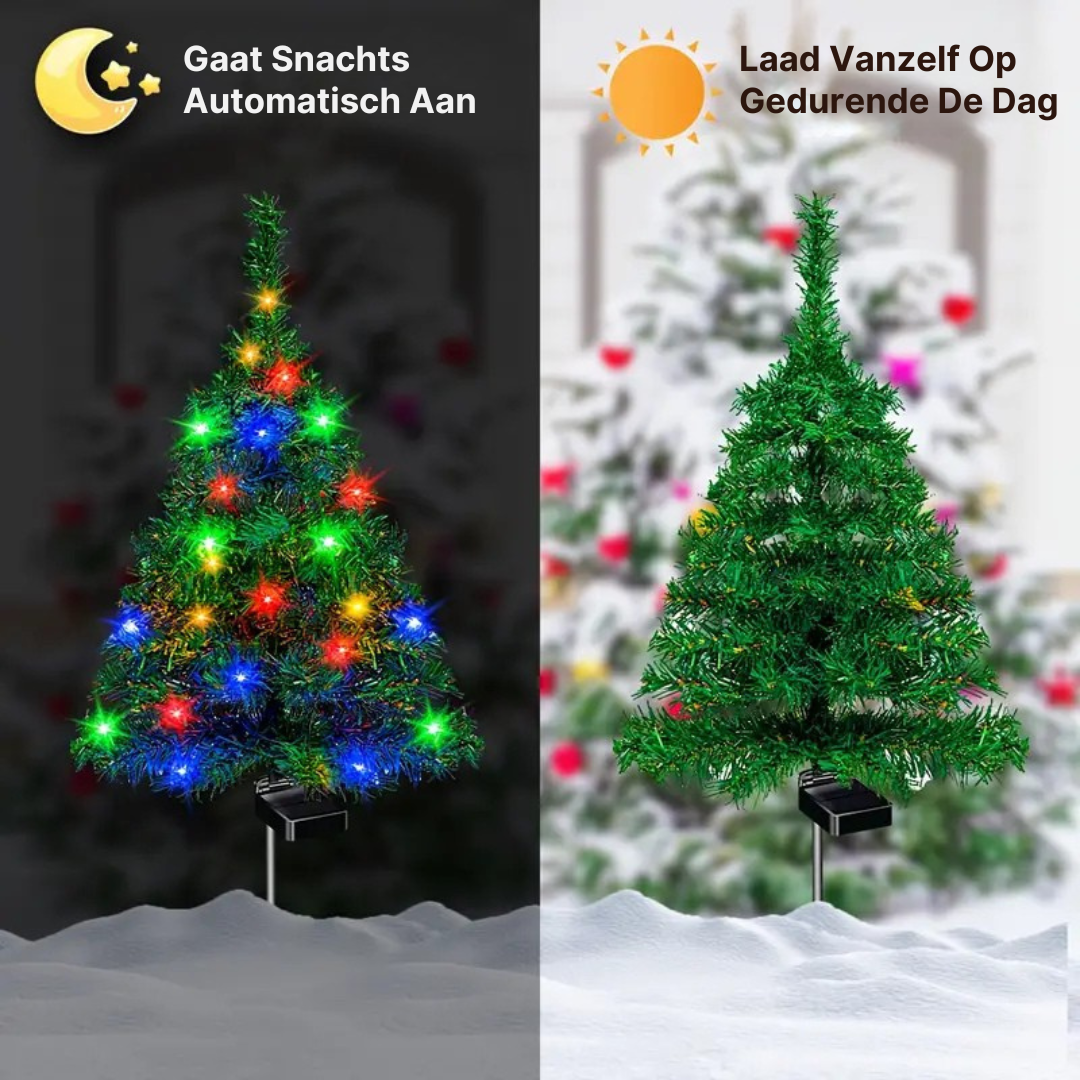 Solar-Powered Lighted Mini Christmas Tree, view 3 - Elena Harper