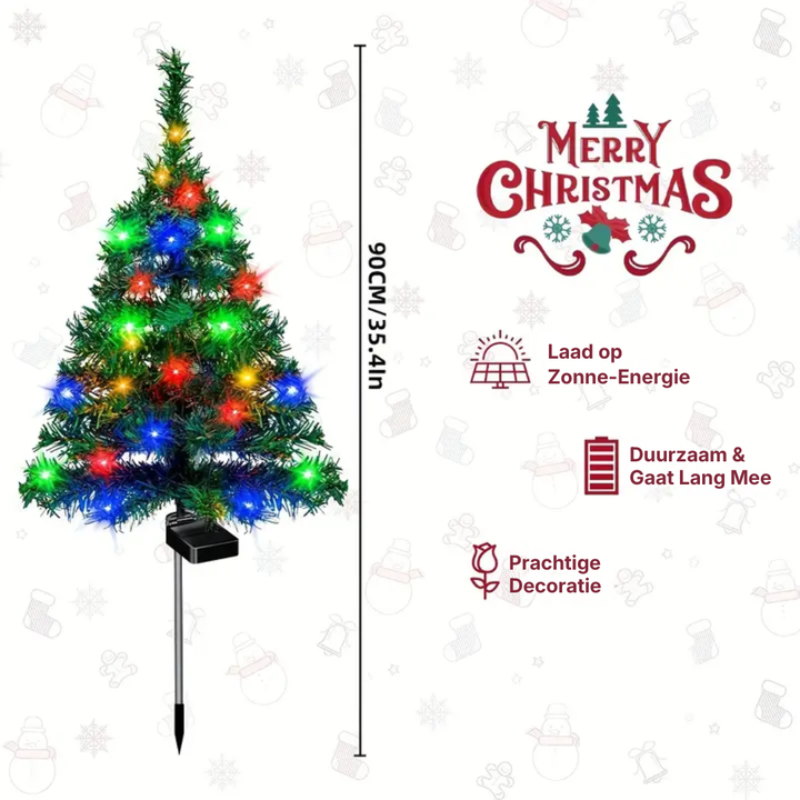 Solar-Powered Lighted Mini Christmas Tree, view 4 - Elena Harper