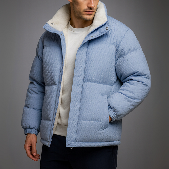 Men's Winter Puffer Jacket with High Collar – Insulating Structure and Essential Design