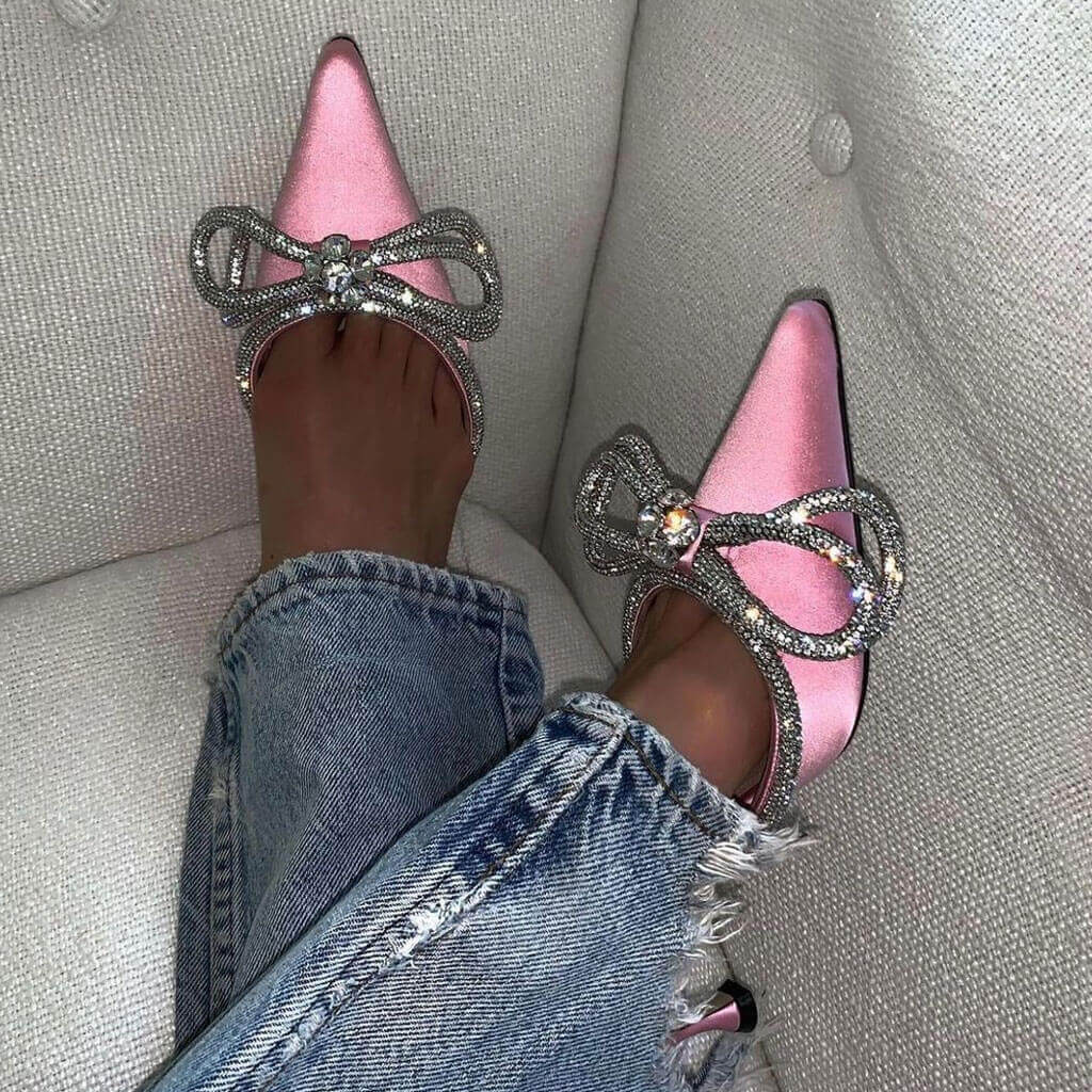 Aria - Butterfly Satin High Heels