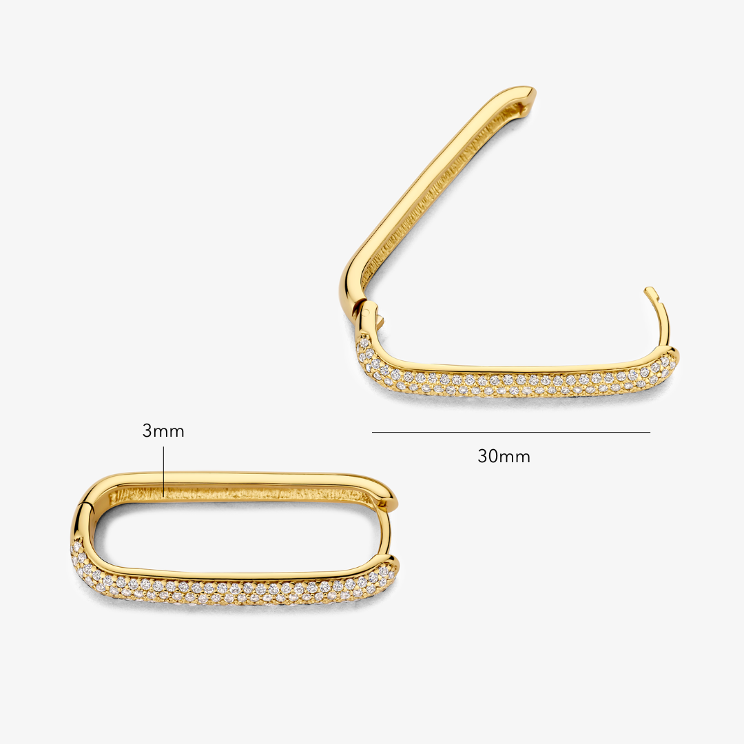Pavé-shaped earrings with large icon 16k Gold, view 6 - Elena Harper