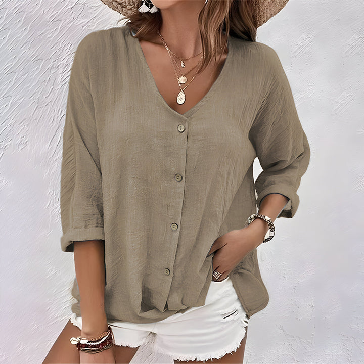Juliana | Women's Button Front V Neck Casual Top