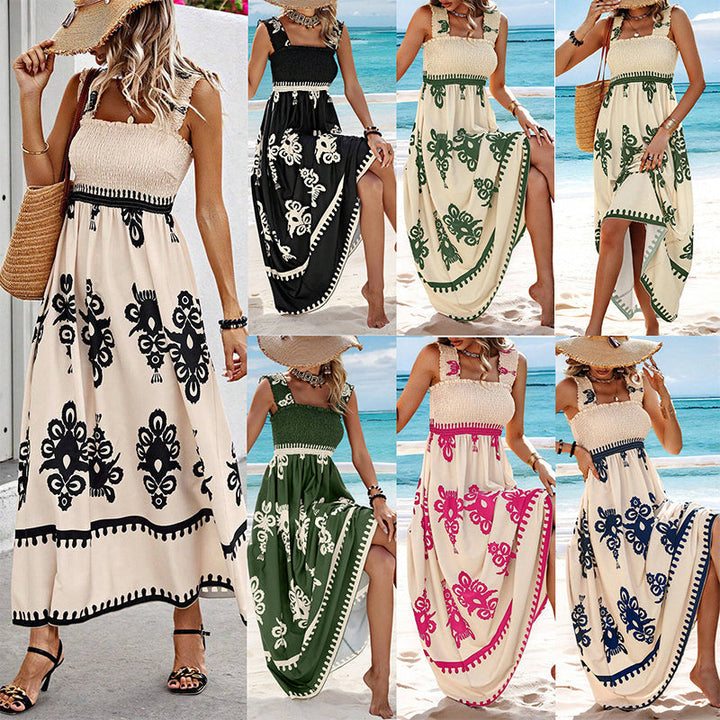 Women’s Summer Sleeveless Dress with Fluid Cut and Smocked Waist Beach Style, view 5 - Elena Harper