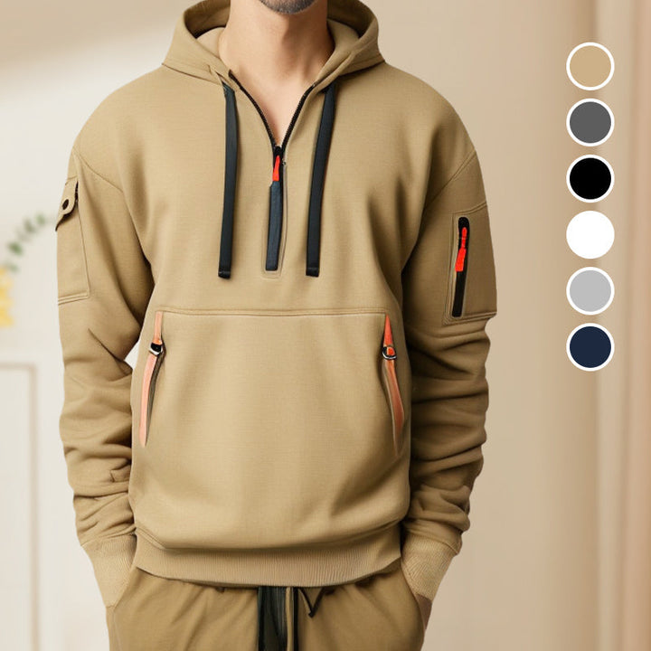 Casual Elegant Half-Zip Hoodie for Men – Comfortable