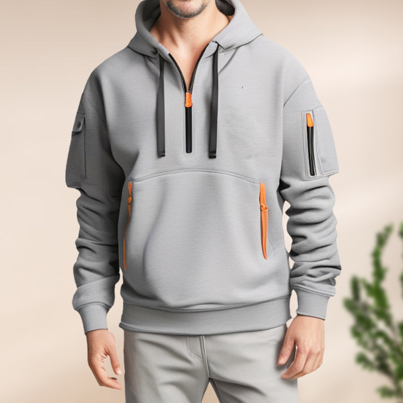 Casual Elegant Half-Zip Hoodie for Men – Comfortable