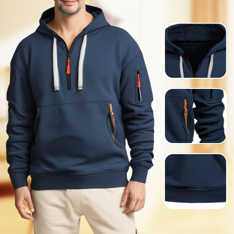 Casual Elegant Half-Zip Hoodie for Men – Comfortable