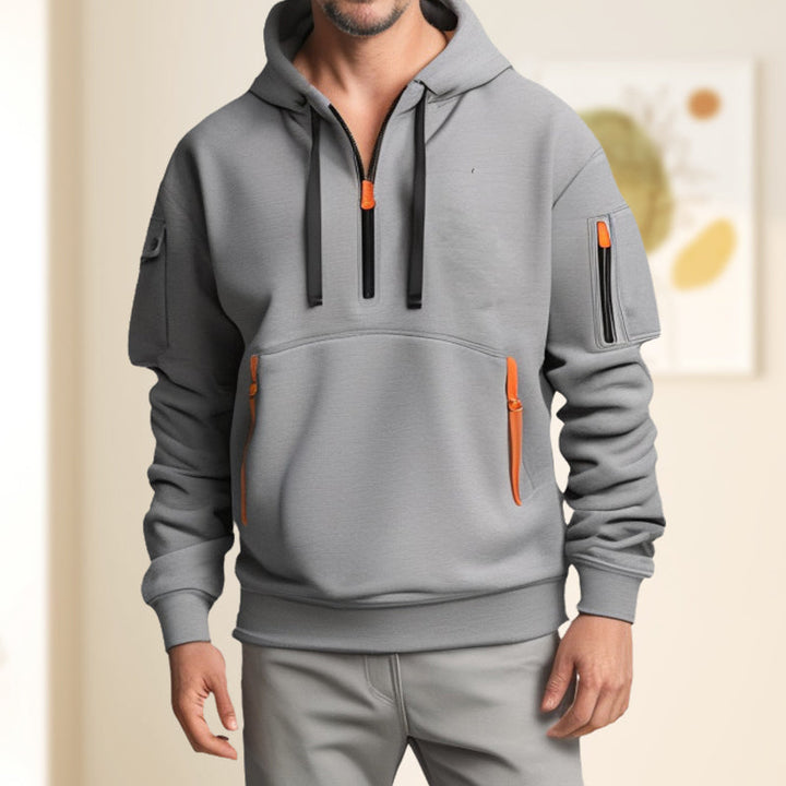 Casual Elegant Half-Zip Hoodie for Men – Comfortable