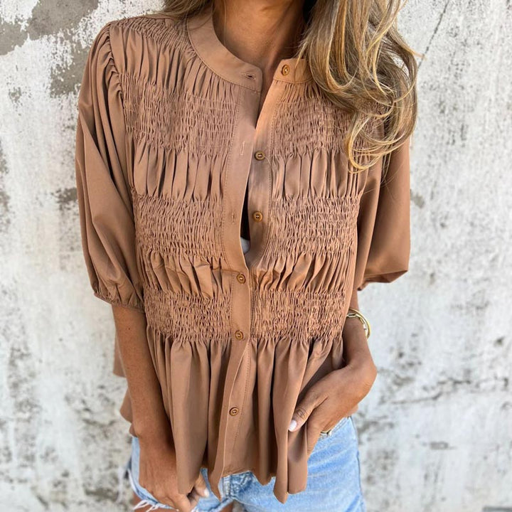 Megan - Puff Sleeve Button Down Blouse