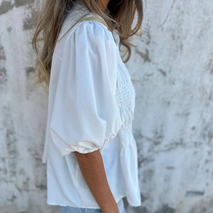 Megan - Puff Sleeve Button Down Blouse