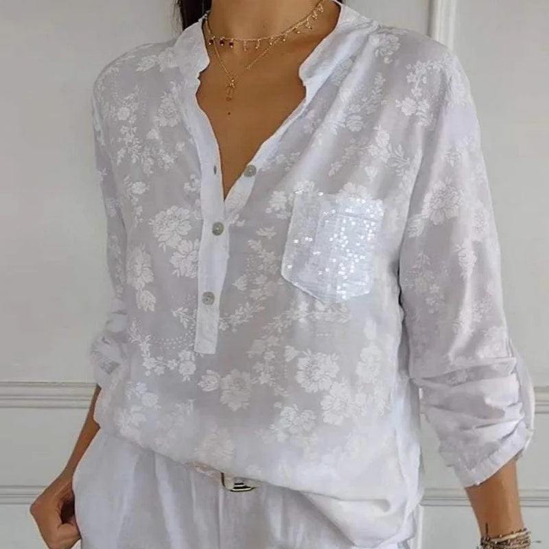 FRIEDLINDE I LONG-SLEEVED FLOWERED BLOUSE