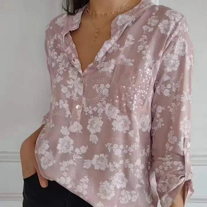 FRIEDLINDE I LONG-SLEEVED FLOWERED BLOUSE