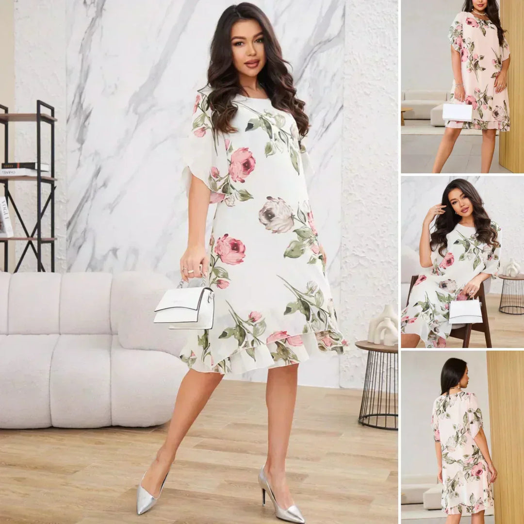 Elegant Fluid Cut Printed Chiffon Dress for Women Summer