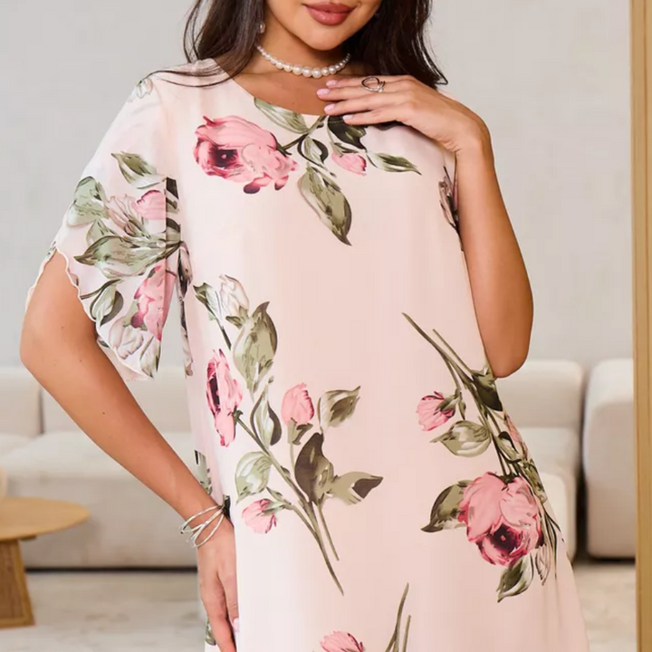 Elegant Fluid Cut Printed Chiffon Dress for Women Summer