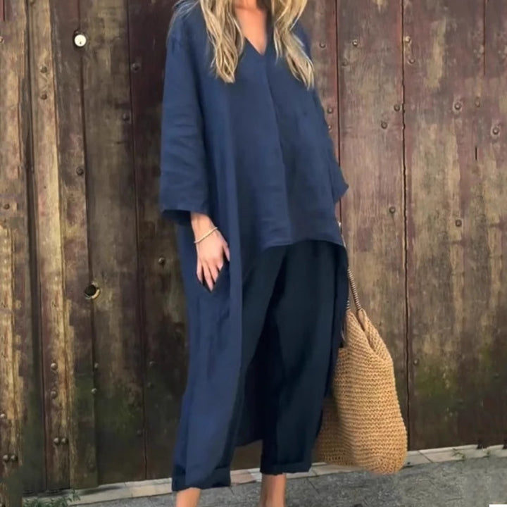 Abby 2 Piece Set with Relaxed Pockets and V-Neck - Elena Harper