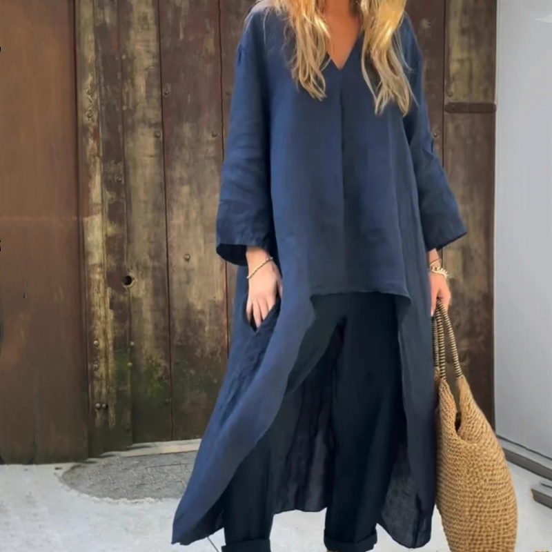 Abby 2 Piece Set with Relaxed Pockets and V-Neck - Elena Harper