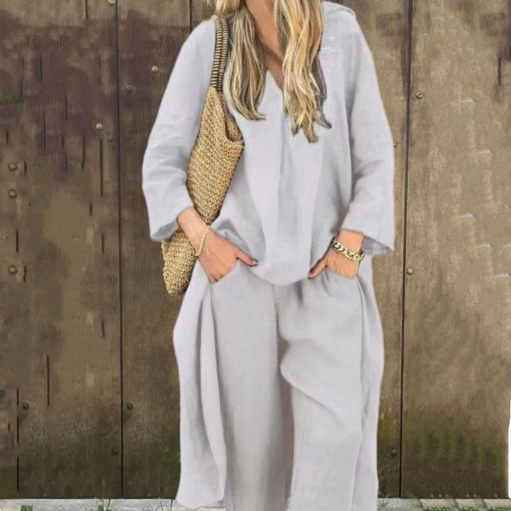 Abby 2 Piece Set with Relaxed Pockets and V-Neck - Elena Harper