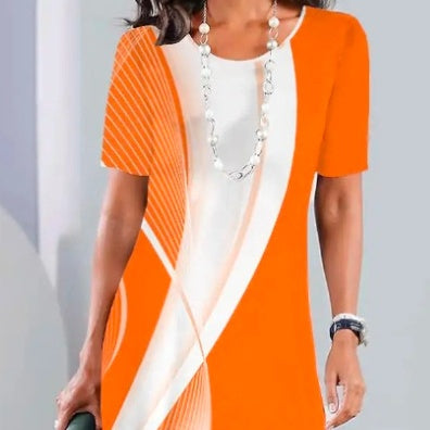 Lourah Printed Midi Dress with Pleats, view 2 - Elena Harper