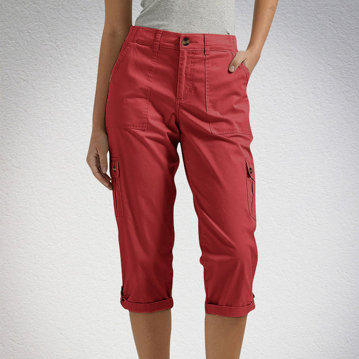 Women's Capri Cargo Pants with Multiple Pockets and Relaxed Fit
