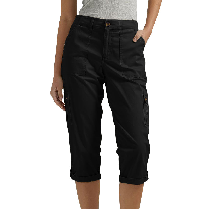 Women's Capri Cargo Pants with Multiple Pockets and Relaxed Fit