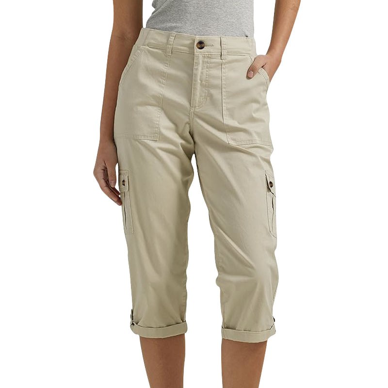 Women's Capri Cargo Pants with Multiple Pockets and Relaxed Fit