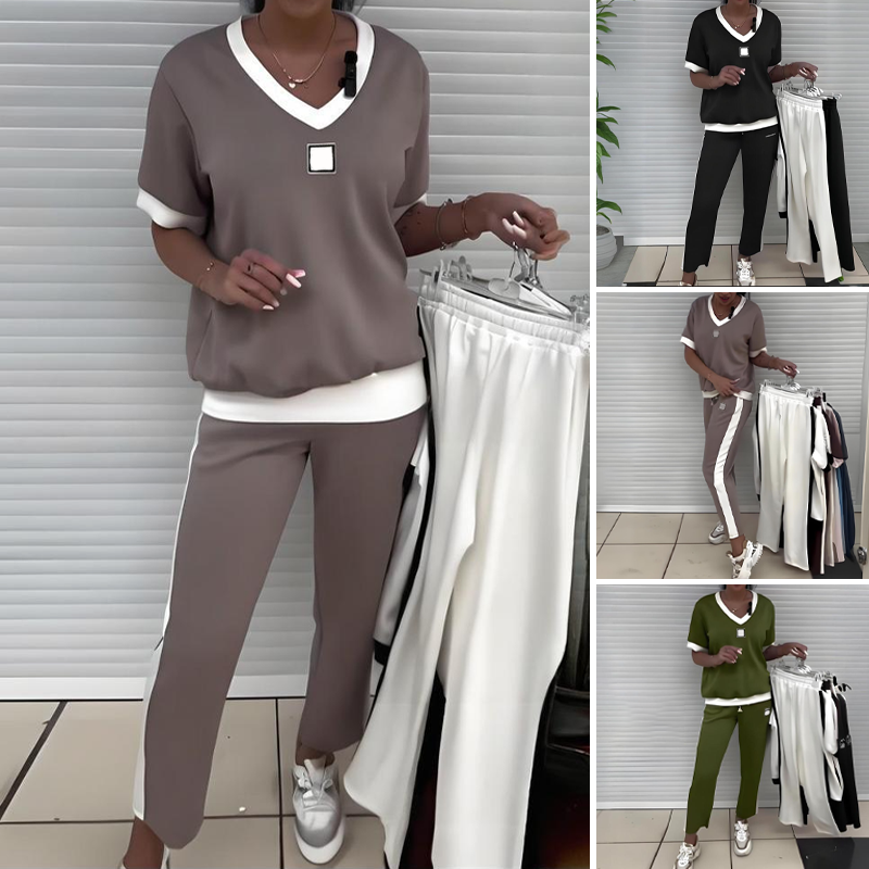 Maliah | Casual Set with V-Neck Top and Pants