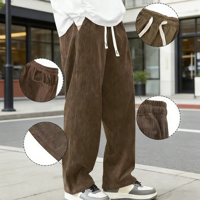 LAURENT MONACO | MEN'S ELASTIC WAIST CORDUROY PANTS