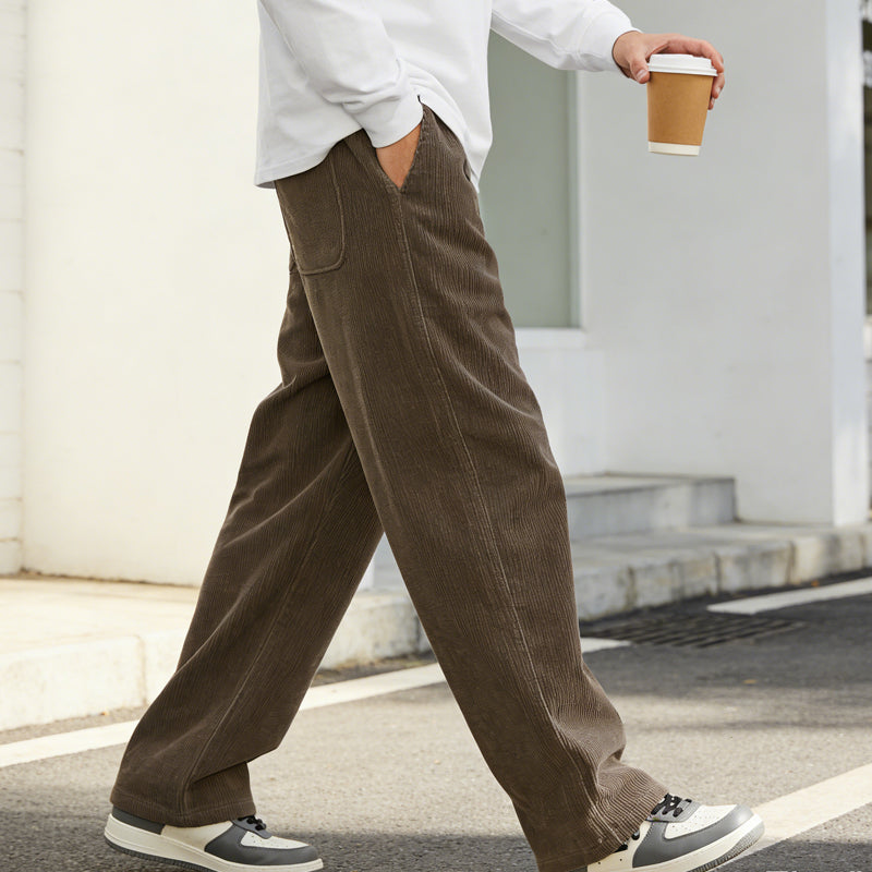 LAURENT MONACO | MEN'S ELASTIC WAIST CORDUROY PANTS