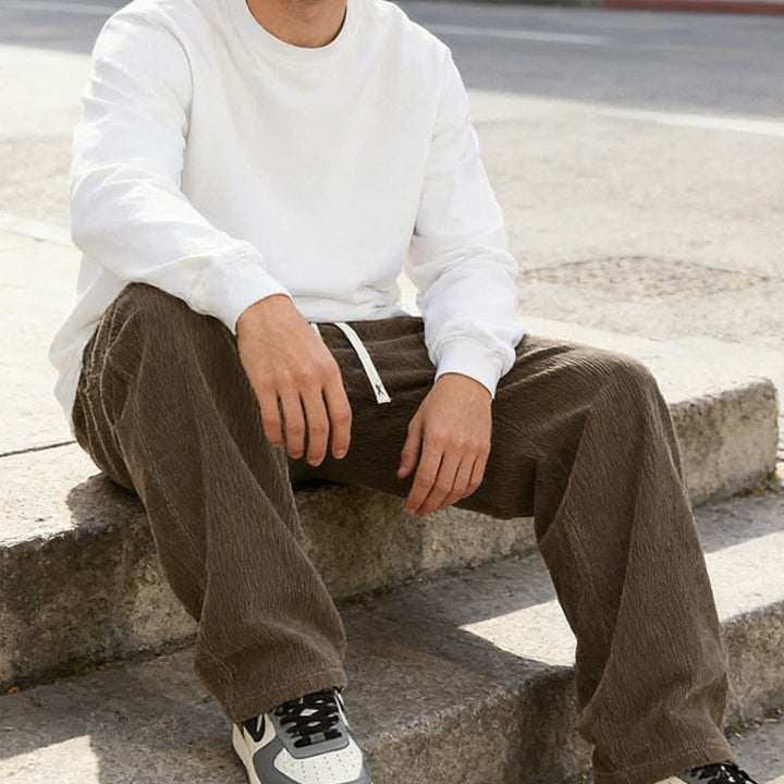LAURENT MONACO | MEN'S ELASTIC WAIST CORDUROY PANTS