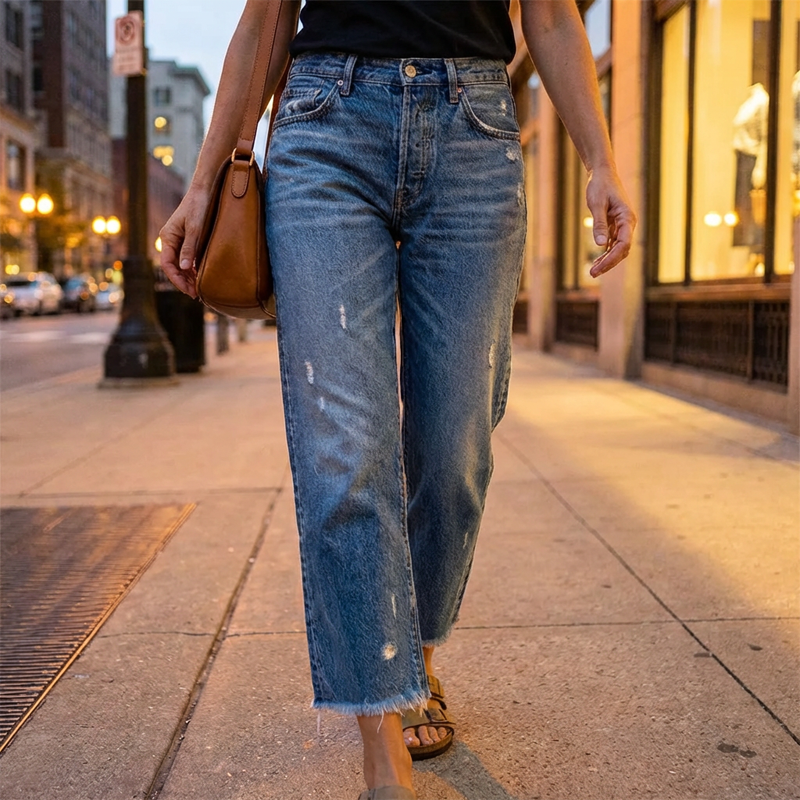 Aberjean™  |  Retro Cropped Straight Jeans