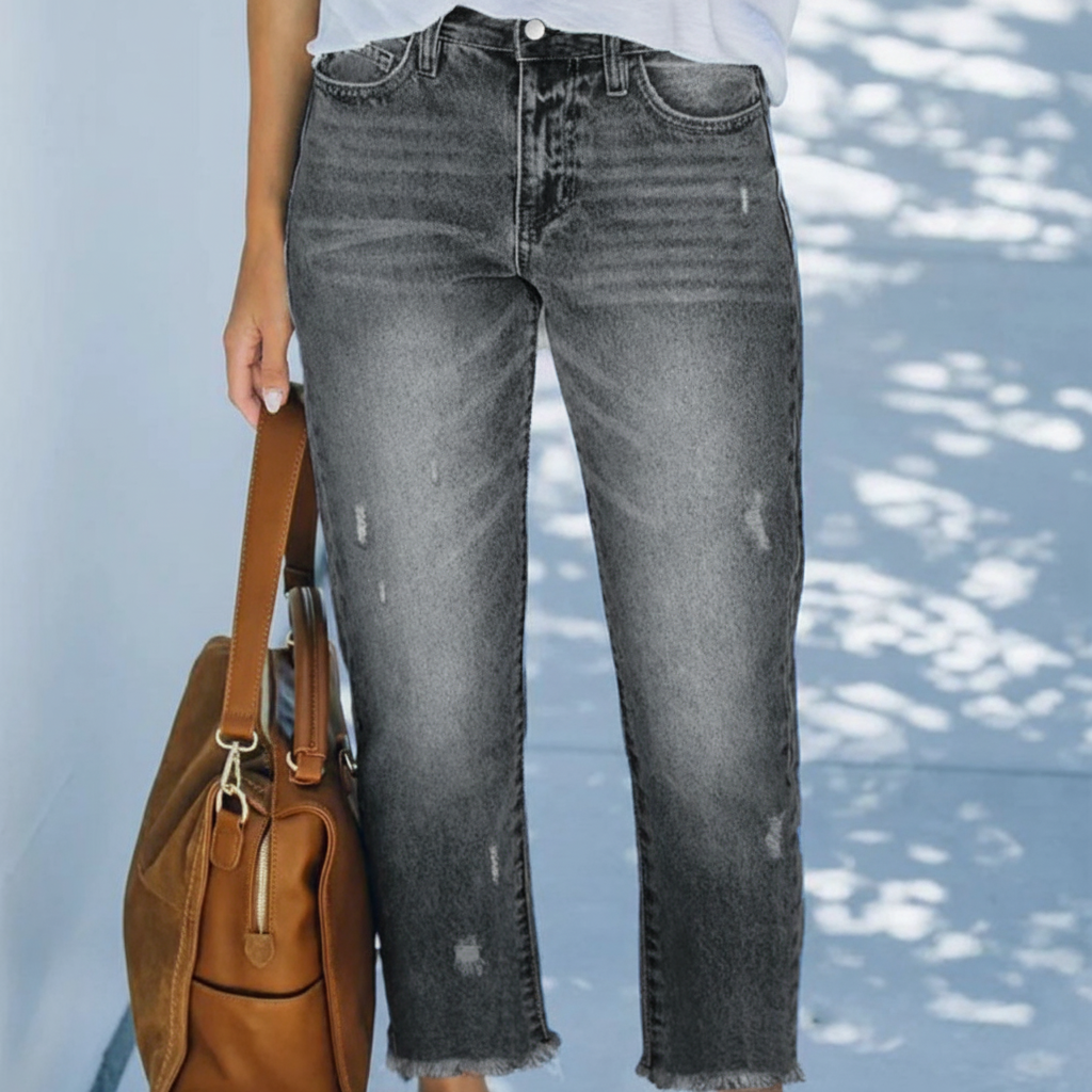Aberjean™  |  Retro Cropped Straight Jeans