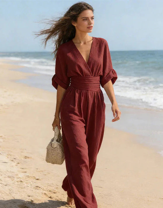 Daniela™  | Elegant V-neck Jumpsuit with Wide Legs