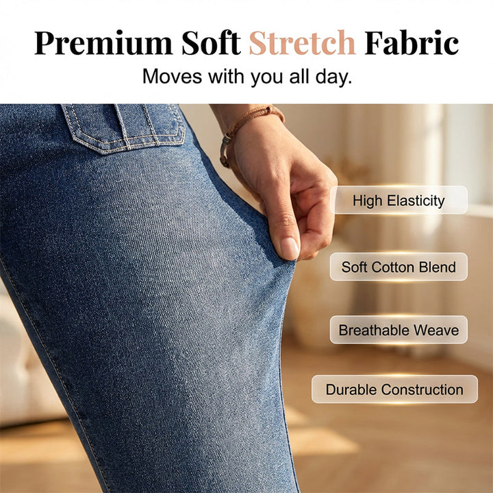 Women's Stretch Denim Capri Pants with Mid-Rise Fit