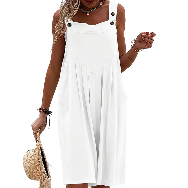 Loose-fitting sleeveless women's jumpsuit with buttoned straps