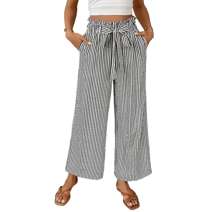 Women's High-Waisted Striped Wide-Leg Pants
