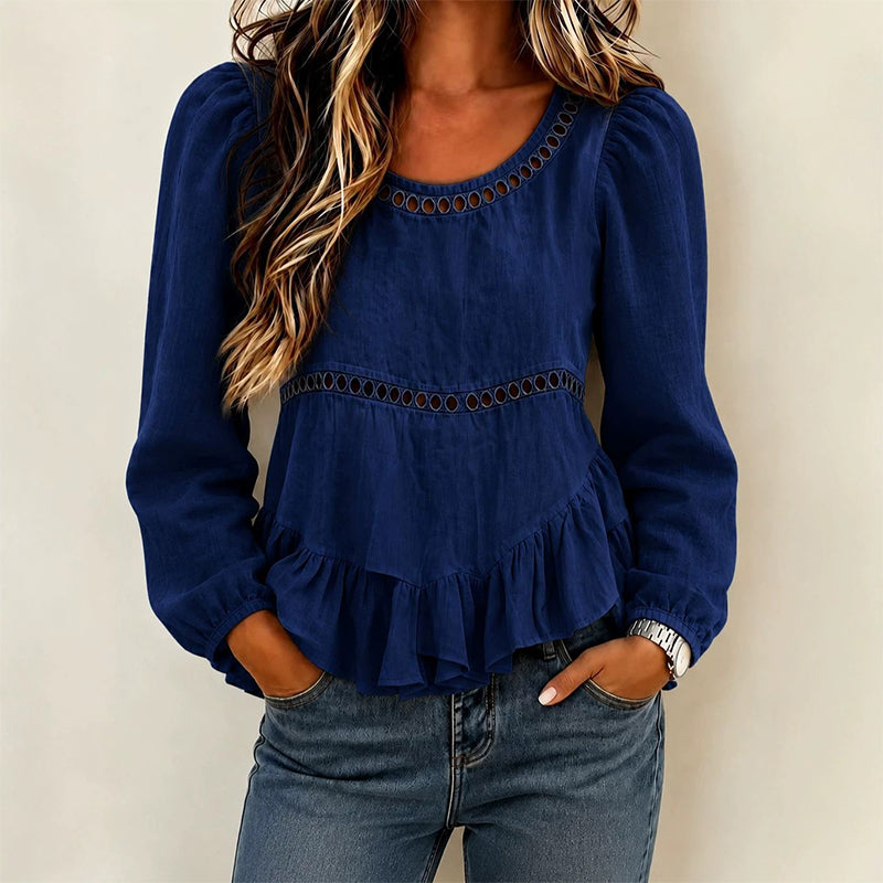 Women’s Blouse with Puff Sleeves and Ruffles