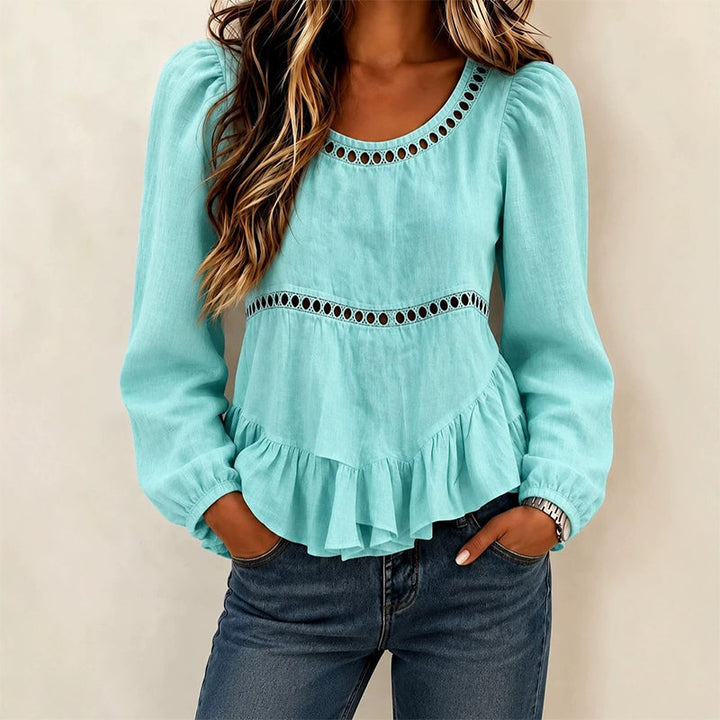 Women’s Blouse with Puff Sleeves and Ruffles
