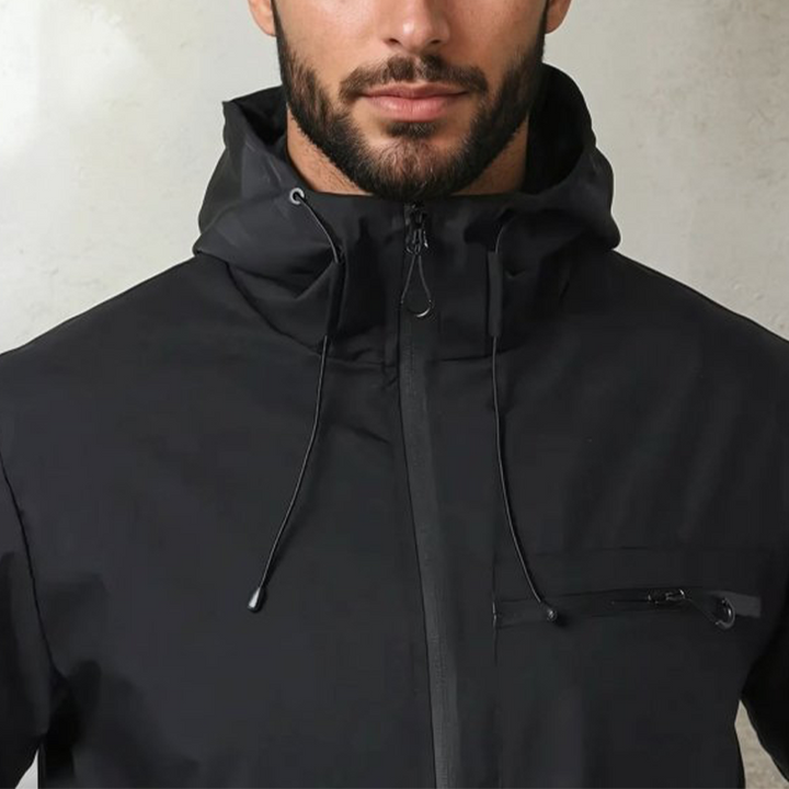 Men's Waterproof Hooded Jacket with Multiple Pockets
