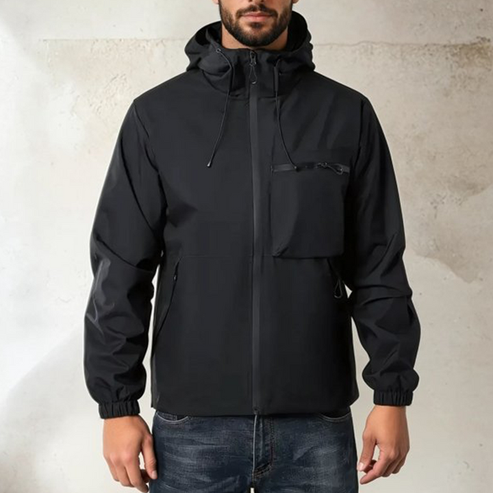 Men's Waterproof Hooded Jacket with Multiple Pockets